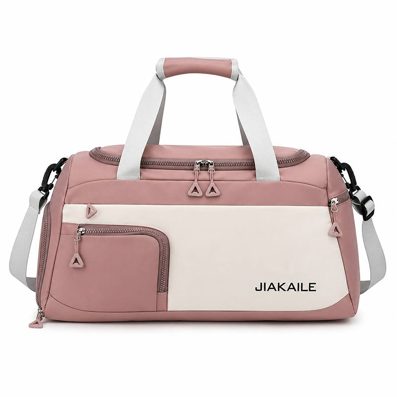 Sac de sport JIAKAILE Rose Poudré grande capacité avec compartiment chaussures et bandoulière amovible