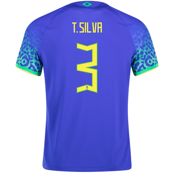 Nike Brazil Thiago Silva Away Jersey 22/23 (Paramount Blue/Green Spark)