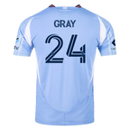 adidas Tayvon Gray New York City FC Authentic Home Jersey 25/26 w/ MLS Patches (Bahia Light Blue)