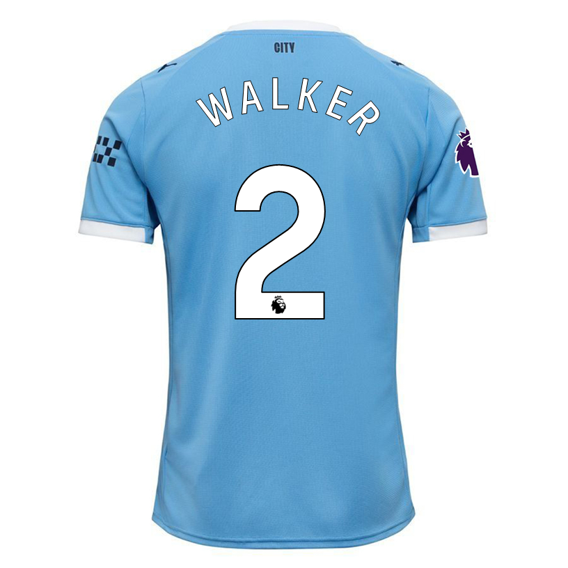 Puma Kyle Walker Manchester City Home Jersey 25/26 w/ EPL + Sponsor Patch (Team Light Blue/Puma White)
