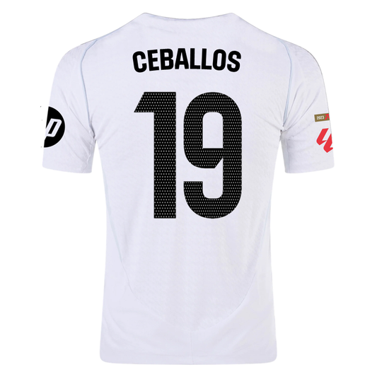 adidas D. Ceballos Real Madrid Authentic Home Jersey w/ La Liga Patches 24/25 (White/Black)