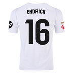 adidas Endrick Real Madrid Authentic Home Jersey w/ La Liga Patches 24/25 (White/Black)