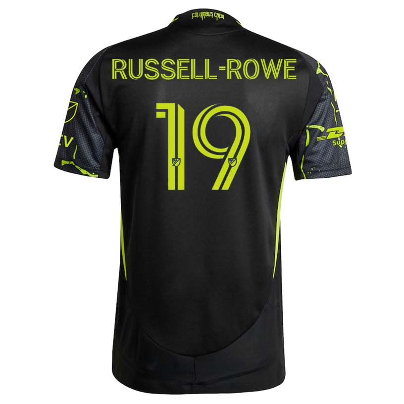 adidas Jacen Russell-Rowe Columbus Crew Authentic Away Jersey w/ MLS Patches 25/26 (Black/Yellow)