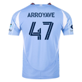 adidas Jacob Arroyave New York City FC Authentic Home Jersey 25/26 w/ MLS Patches (Bahia Light Blue)