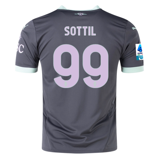 Puma AC Milan Riccardo Sottil Third Jersey w/ Serie A Patch 24/25 (Shadow Gray/Fresh Mint)