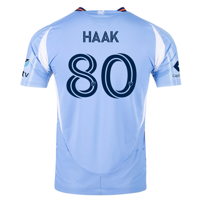 adidas Justin Haak New York City FC Authentic Home Jersey 25/26 w/ MLS Patches (Bahia Light Blue)