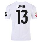 adidas Lunin Real Madrid Authentic Home Jersey w/ La Liga Patches 24/25 (White/Black)