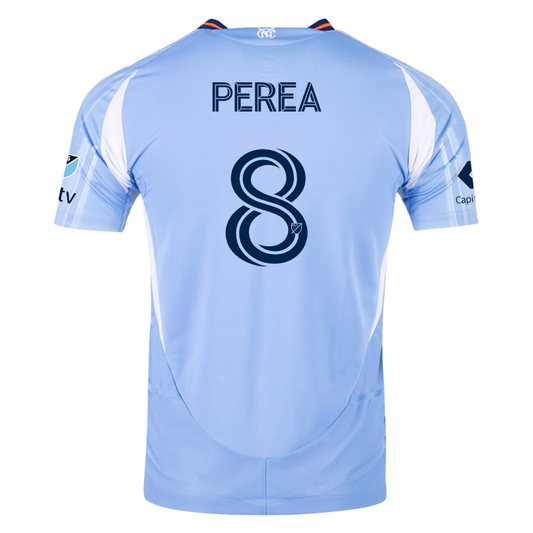 adidas Andres Perea New York City FC Authentic Home Jersey 25/26 w/ MLS Patches (Bahia Light Blue)