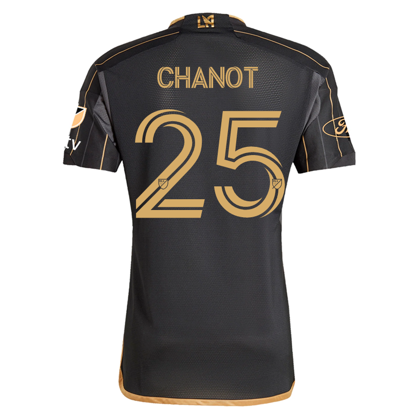 adidas Maxime Chanot LAFC Home 2025 Jersey w/ MLS + Apple TV + Ford Patches (Black/Gold)
