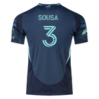 adidas T. Sousa Seattle Sounders Authentic Away Jersey 25/26 w/ MLS Patches & Sponsor (Aura Ink)