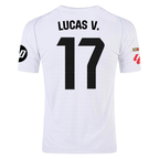 adidas Lucas V. Real Madrid Authentic Home Jersey w/ La Liga Patches 24/25 (White/Black)