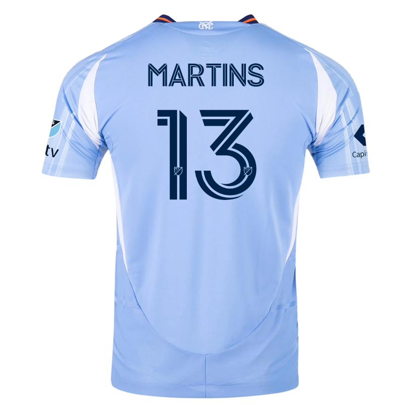 adidas Thiago Martins New York City FC Authentic Home Jersey 25/26 w/ MLS Patches (Bahia Light Blue)