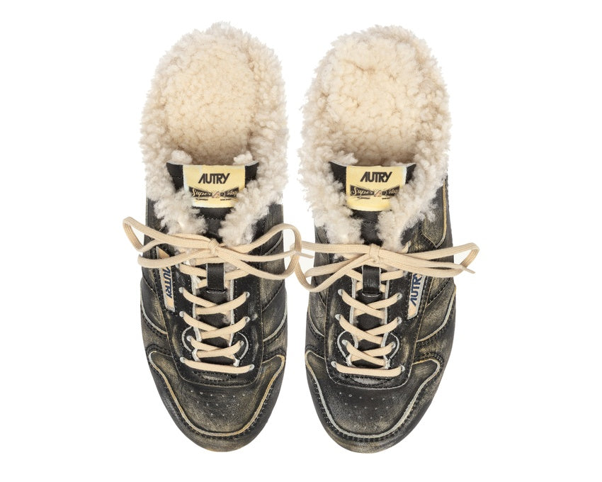 Autry Windspin Mule Super Vintage Shearling W "Black"
