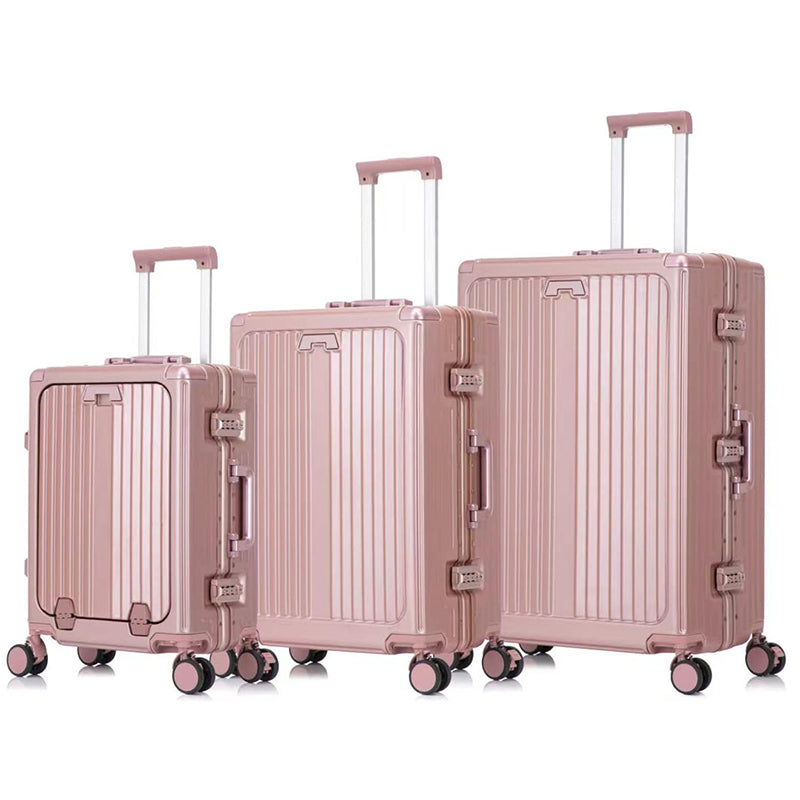 Set de 3 Valises Rigides Premium – Bagage Cabine, Moyenne & Grande avec Port USB Intégré, Poignée Télescopique et Roues Pivotantes 360°