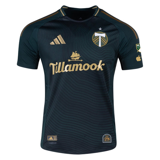 adidas Portland Timbers Authentic Home Jersey w/ MLS & Apple Patch 25/26 (Green/Gold)