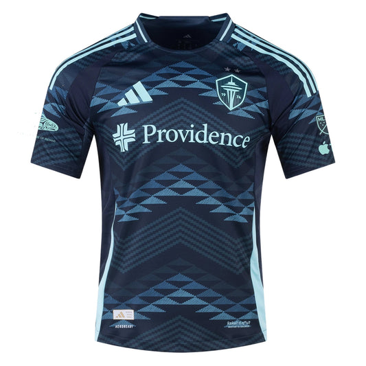 adidas Seattle Sounders Authentic Away Jersey 25/26 w/ MLS Patches & Sponsor (Aura Ink)