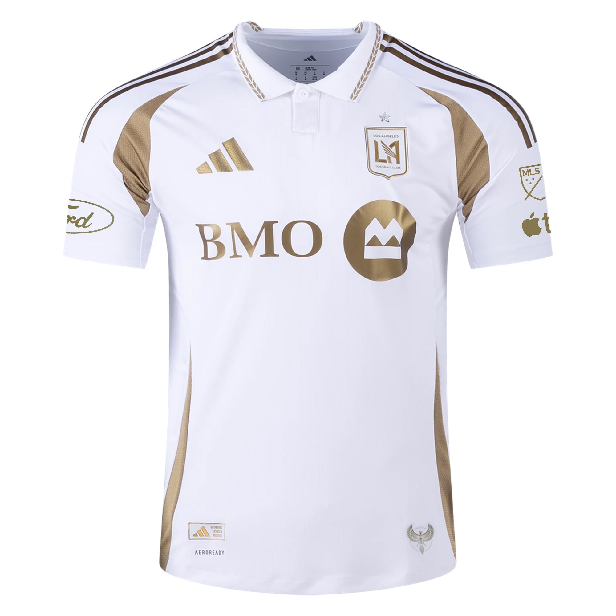 adidas Odin Thiago Holm LAFC Authentic Away Jersey w/ MLS + Apple + Ford Logo 25/26 (White/Gold)