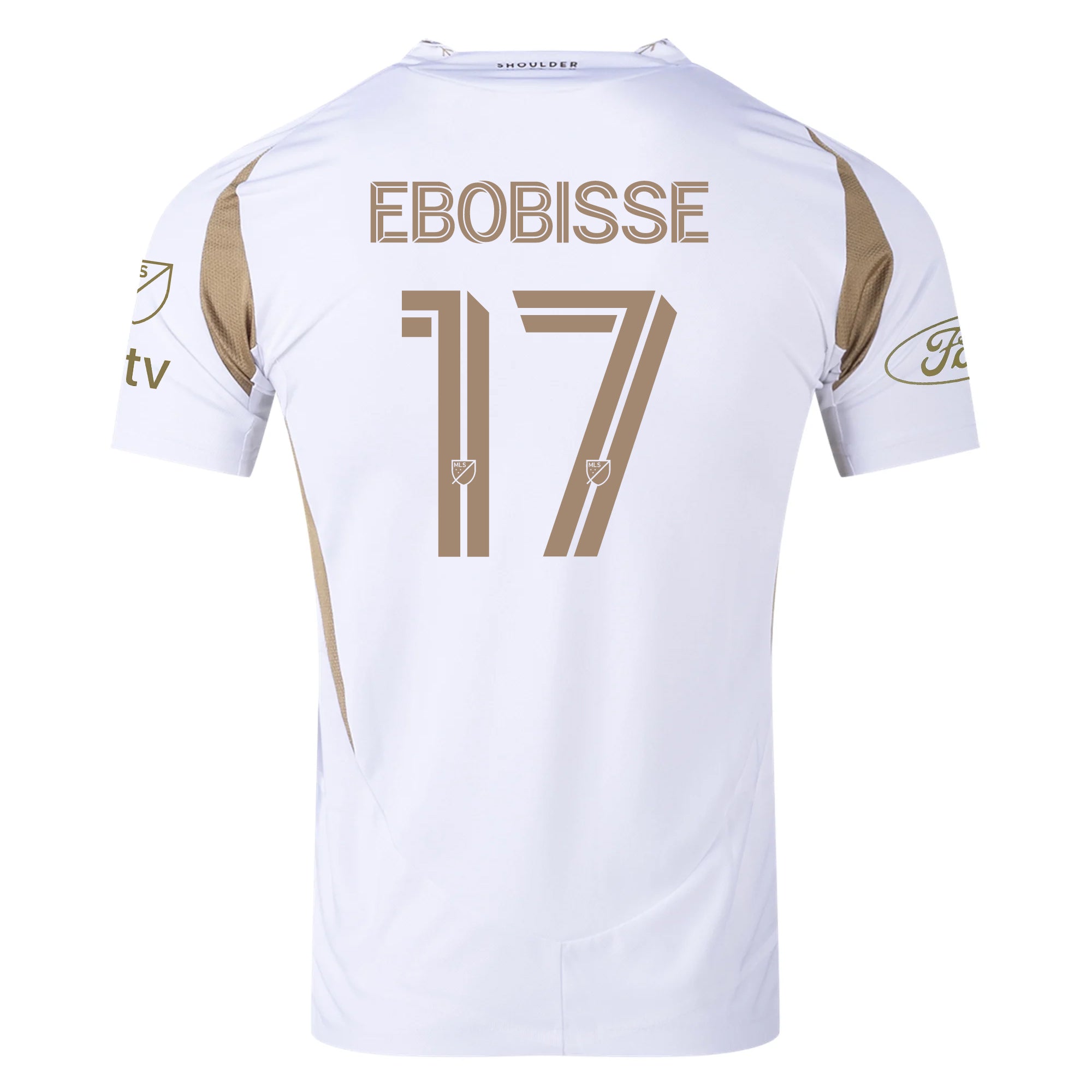 adidas Jeremy Ebobisse LAFC Authentic Away Jersey w/ MLS + Apple + Ford Logo 25/26 (White/Gold)