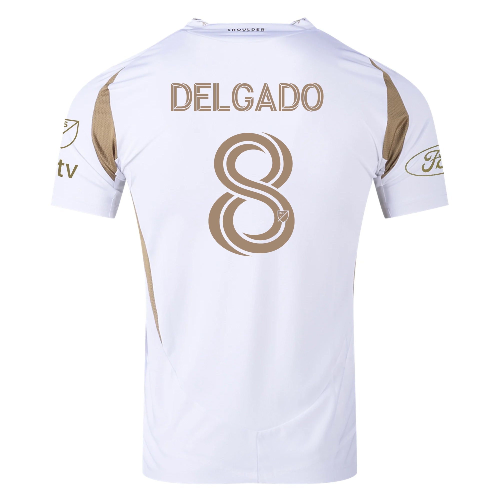 adidas Mark Delgado LAFC Authentic Away Jersey w/ MLS + Apple + Ford Logo 25/26 (White/Gold)