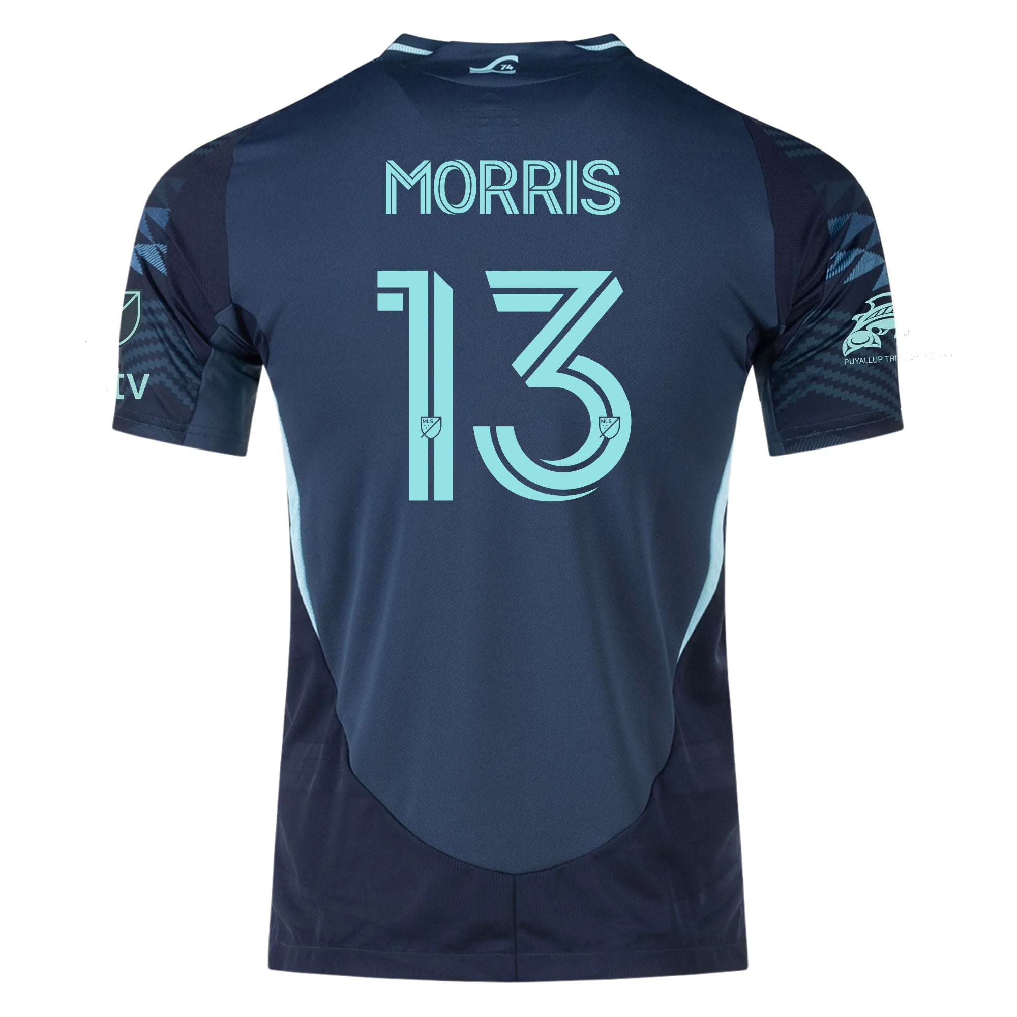 adidas Jordan Morris Seattle Sounders Authentic Away Jersey 25/26 w/ MLS Patches & Sponsor (Aura Ink)