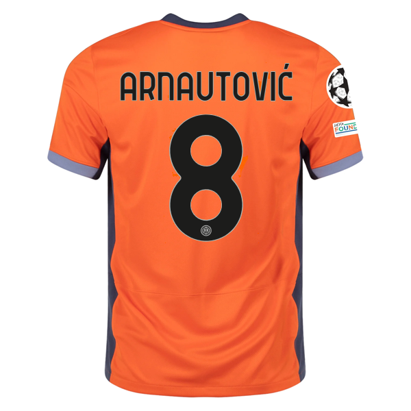 Nike Inter Milan Marko Arnautović Third Jersey w/ Champions League Patches 23/24 (Safety Orange/Thunder Blue)
