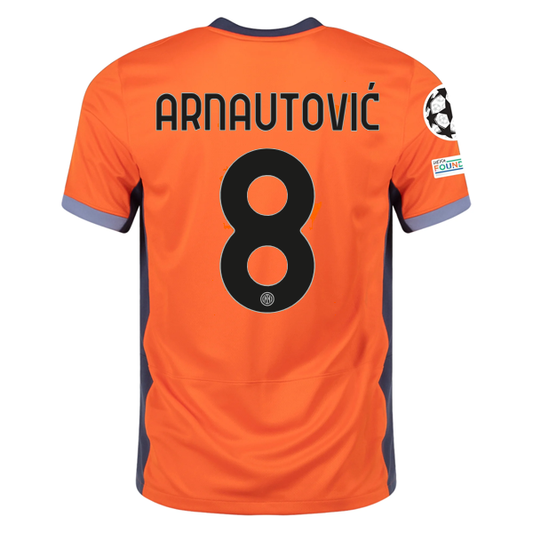 Nike Inter Milan Marko Arnautović Third Jersey w/ Champions League Patches 23/24 (Safety Orange/Thunder Blue)