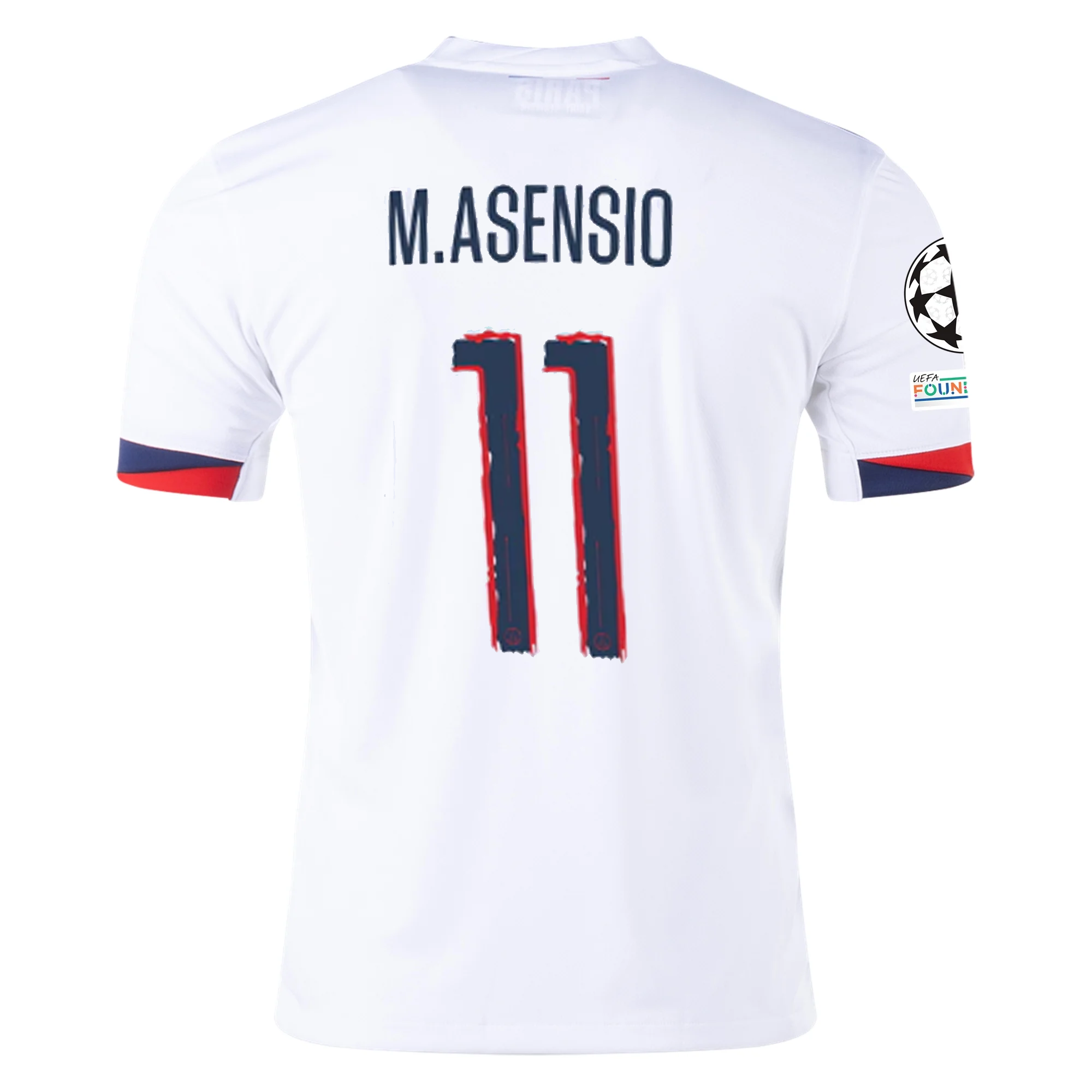 Nike Paris Saint-Germain Marco Asensio Away Jersey w/ Champions League Patches 24/25 (White/Midnight Navy)