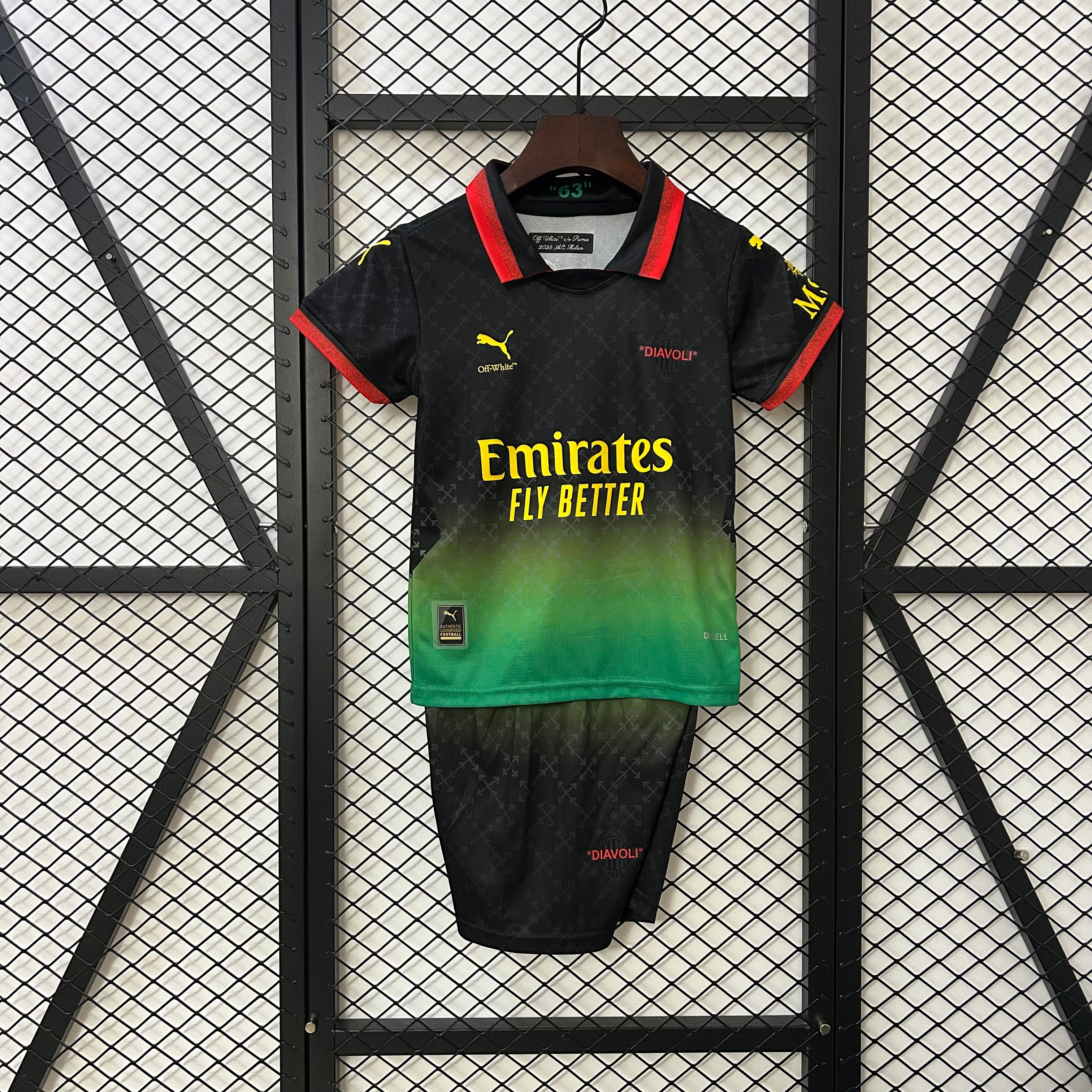 Kids A.C. Milan 2024/25 Black OFFXWHITE Jersey