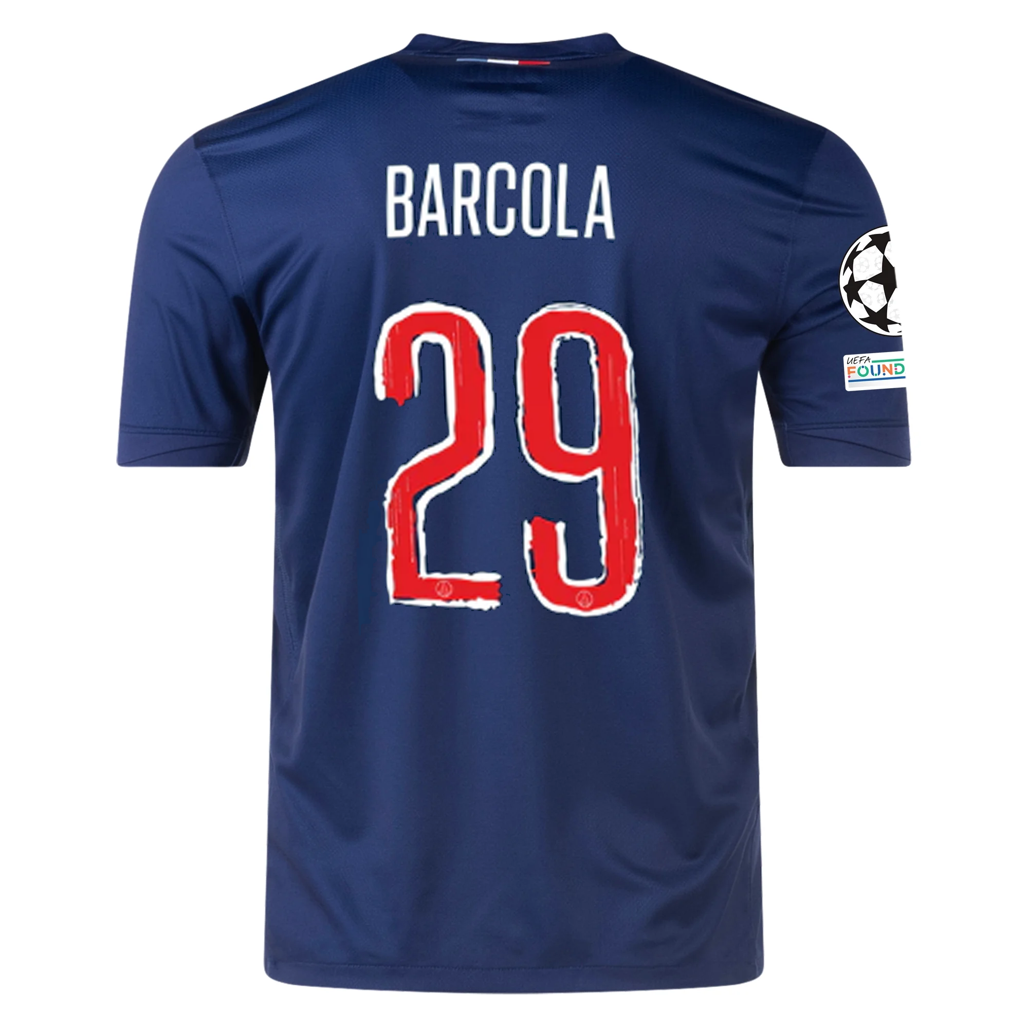 Nike Paris Saint-Germain Bradley Barcola Home Jersey w/ Champions League Patches 24/25 (Midnight Navy/White)
