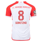 adidas Bayern Munich Authentic Leon Goretzka Home Jersey w/ Champions League Patches 23/24 (White/Red)