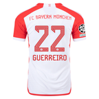 adidas Bayern Munich Authentic Raphaël Guerreiro Home Jersey w/ Champions League Patches 23/24 (White/Red)