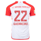 adidas Bayern Munich Authentic Raphaël Guerreiro Home Jersey w/ Bundesliga Champions Patch 23/24 (White/Red)