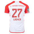 adidas Bayern Munich Authentic Konrad Laimer Home Jersey w/ Champions League Patches 23/24 (White/Red)