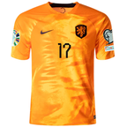 Nike Netherlands Daley Blind Home Match Authentic Jersey w/ Euro Qualifying Patches 22/23 (Laser Orange/Black)