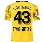 Puma Mens Borussia Dortmund Bynoe-Gittens Third Jersey w/ Bundesliga Patch 23/24 (Cyber Yellow/Puma Black)