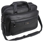 Cartable PC portable homme cuir noir – vue de côté bandoulière