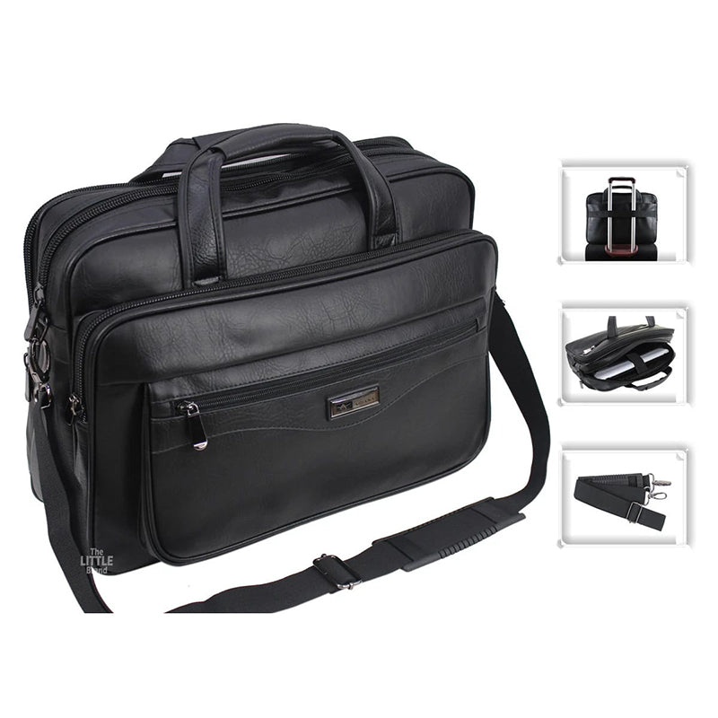 Cartable PC Portable Homme Cuir Noir Business – 15.6 & 17 Pouces | Livraison Maroc