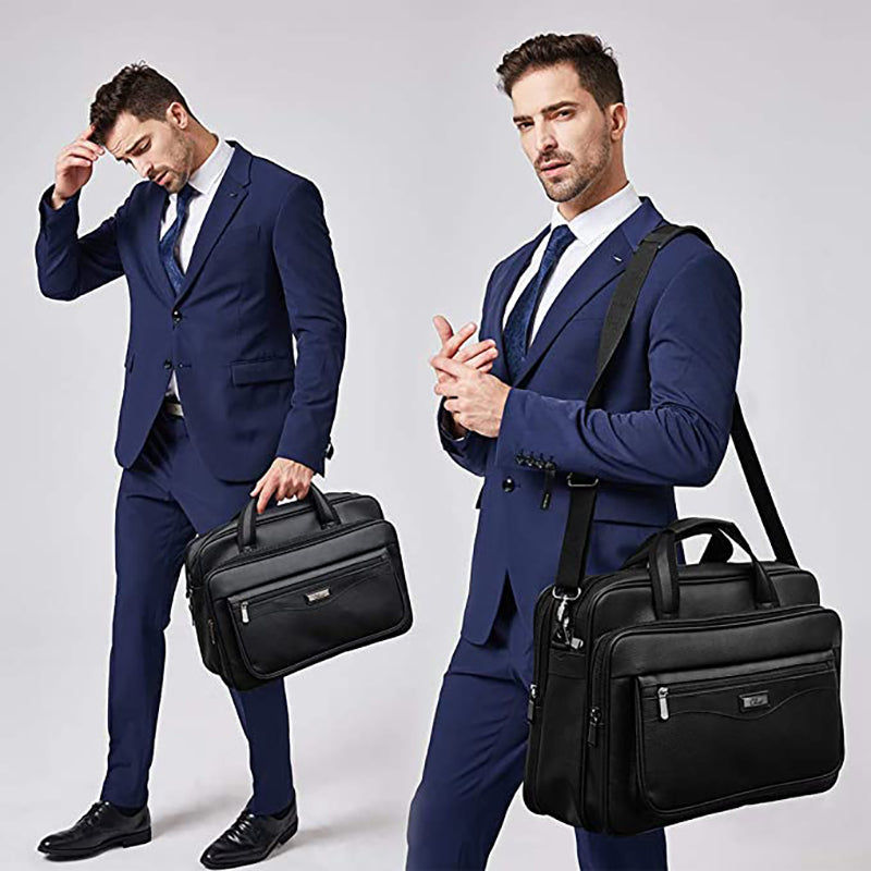 Cartable PC Portable Homme Cuir Noir Business – 15.6 & 17 Pouces | Livraison Maroc