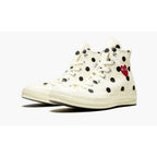 Converse Chuck Taylor All-Star 70s Hi Comme des Garçons PLAY Polka Dot White