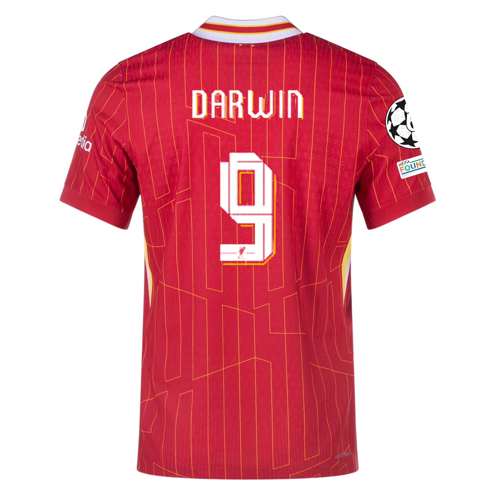 Nike Liverpool Match Authentic Darwin Núñez Home Jersey w/ Champions League Patches 24/25 (Gym Red/Chrome Yellow)