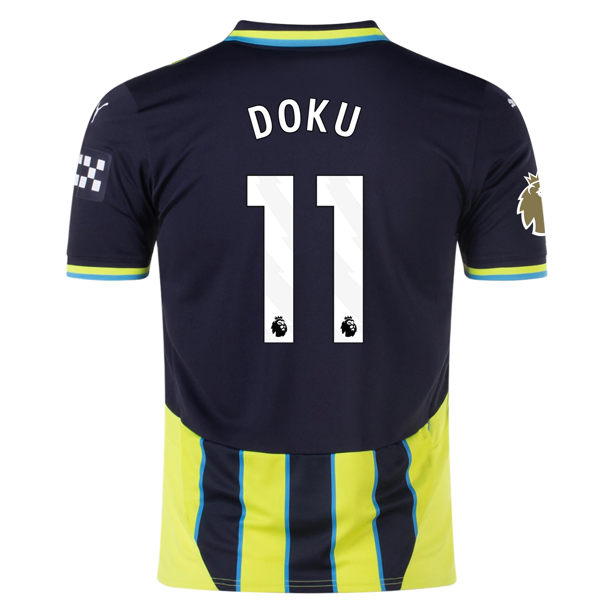 Puma Manchester City Jérémy Doku Away Jersey w/ EPL + Club World Cup Patch 24/25 (New Navy/Yellow Glow)