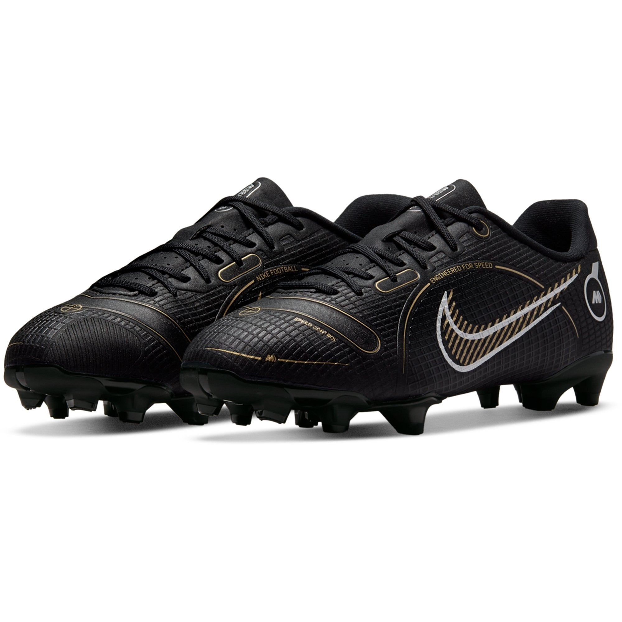 Nike Junior Mercurial Vapor 14 Academy FG/MG Soccer Cleats - Black/Metallic Gold/Metallic Silver