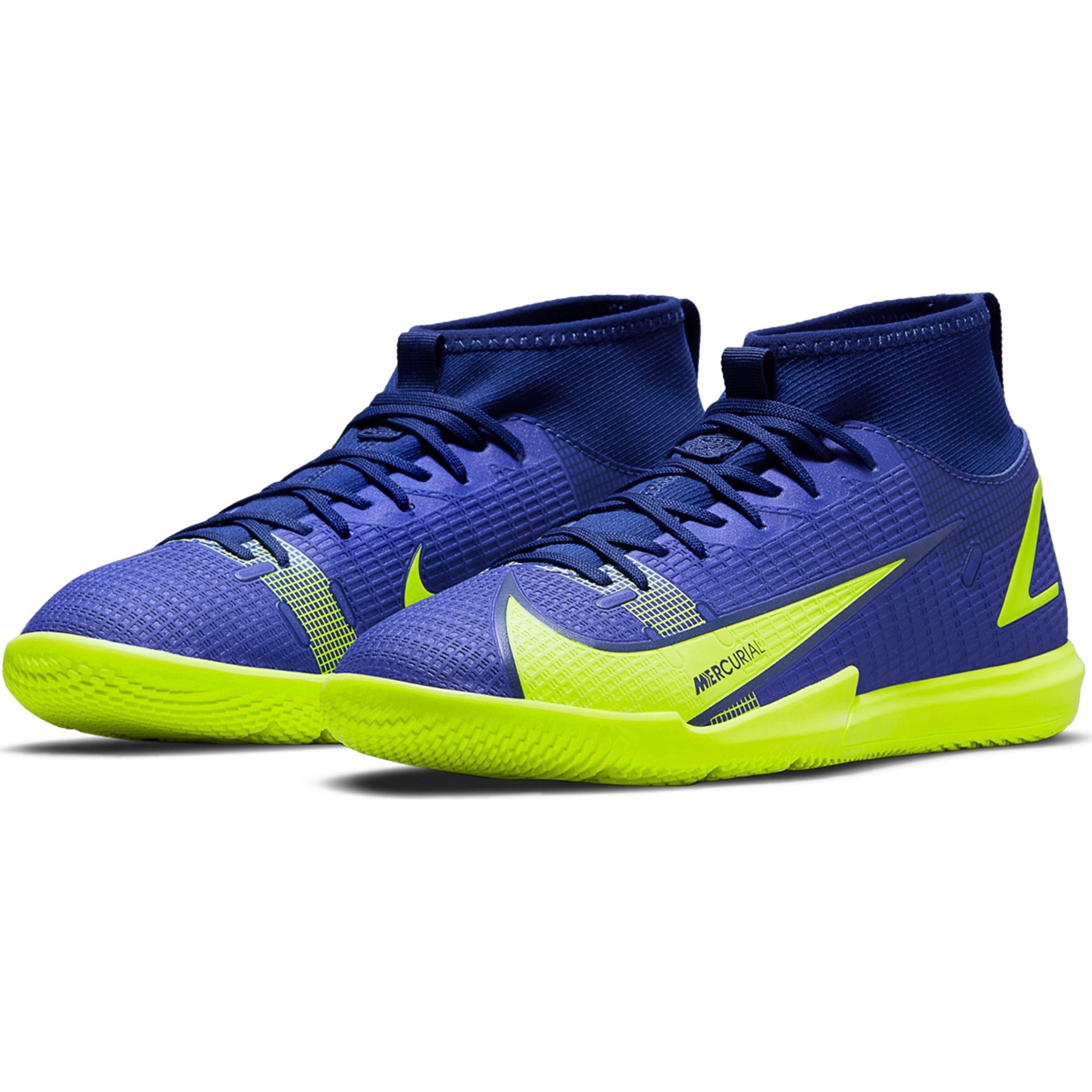 Nike Junior Mercurial Superfly 8 Academy IC Indoor Soccer Shoe- Lapis/Volt/Blue Void