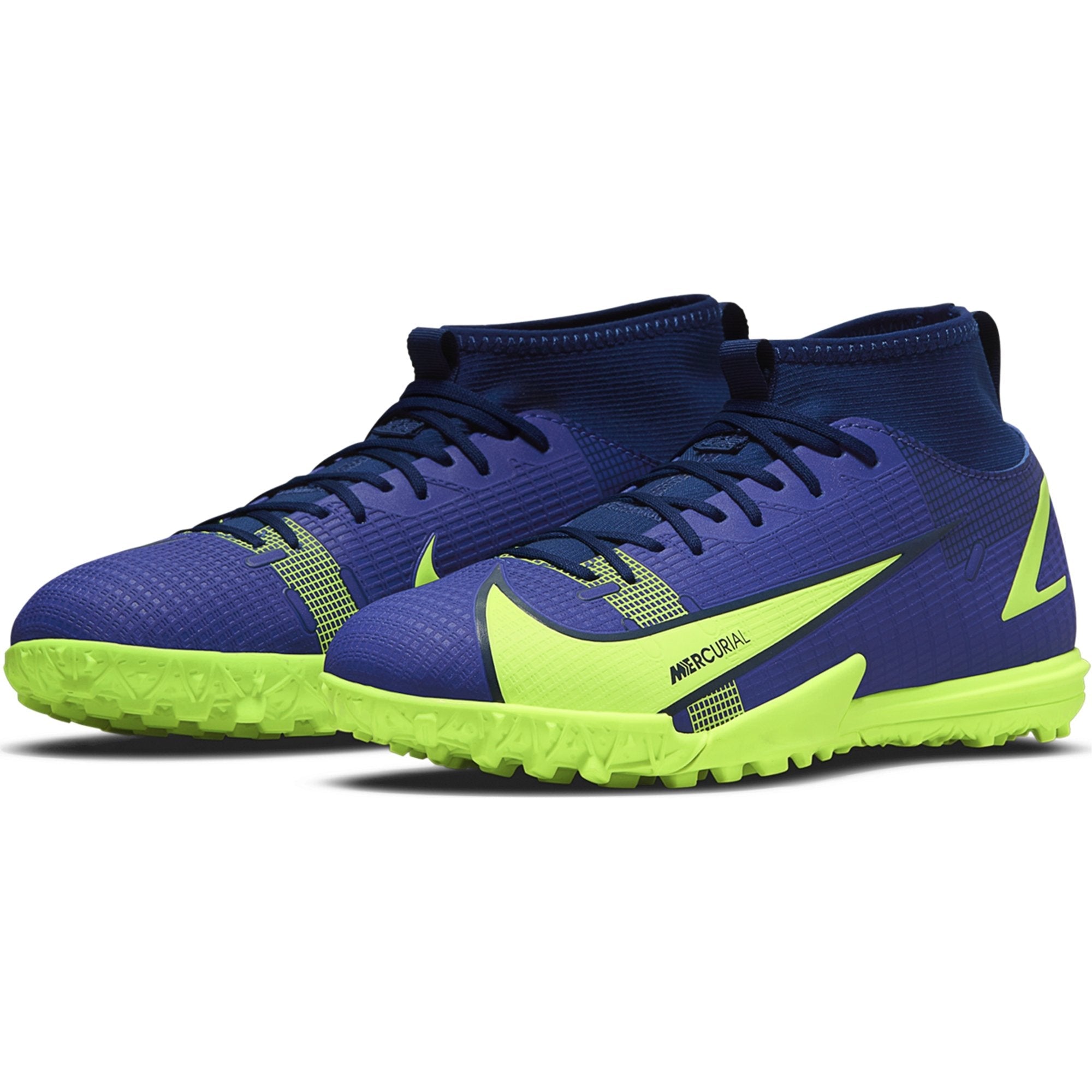 Nike Junior Mercurial Superfly 8 Academy TF Artificial Turf Soccer Shoe - Lapis/Volt/Blue Void