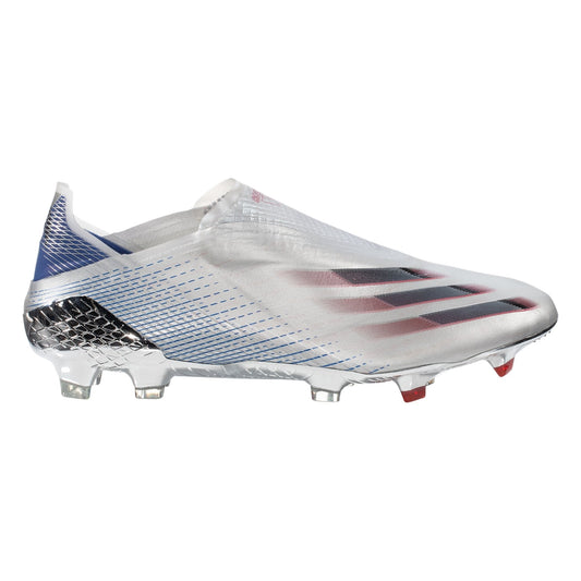 adidas X Ghosted + Firm Ground Cleats - Silver Metallic/Core Black/Scarlet