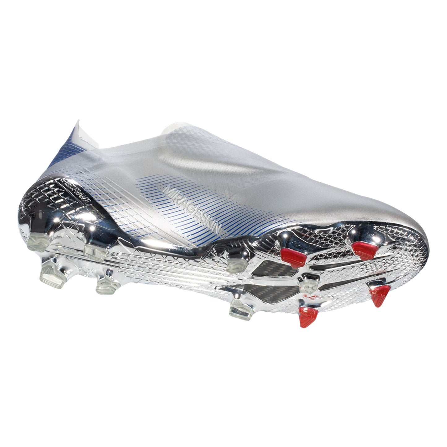 adidas X Ghosted + Firm Ground Cleats - Silver Metallic/Core Black/Scarlet