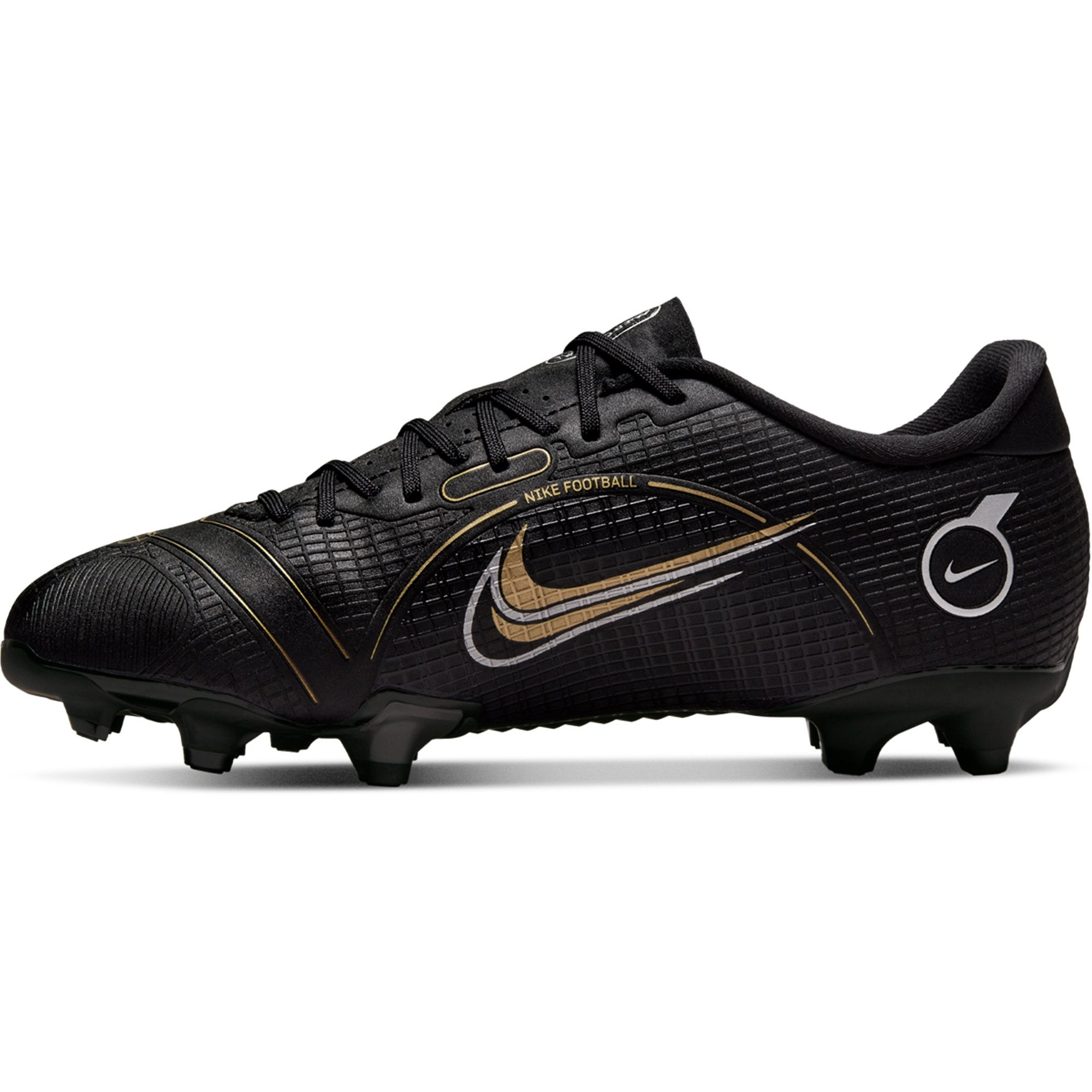 Nike Junior Mercurial Vapor 14 Academy FG/MG Soccer Cleats - Black/Metallic Gold/Metallic Silver