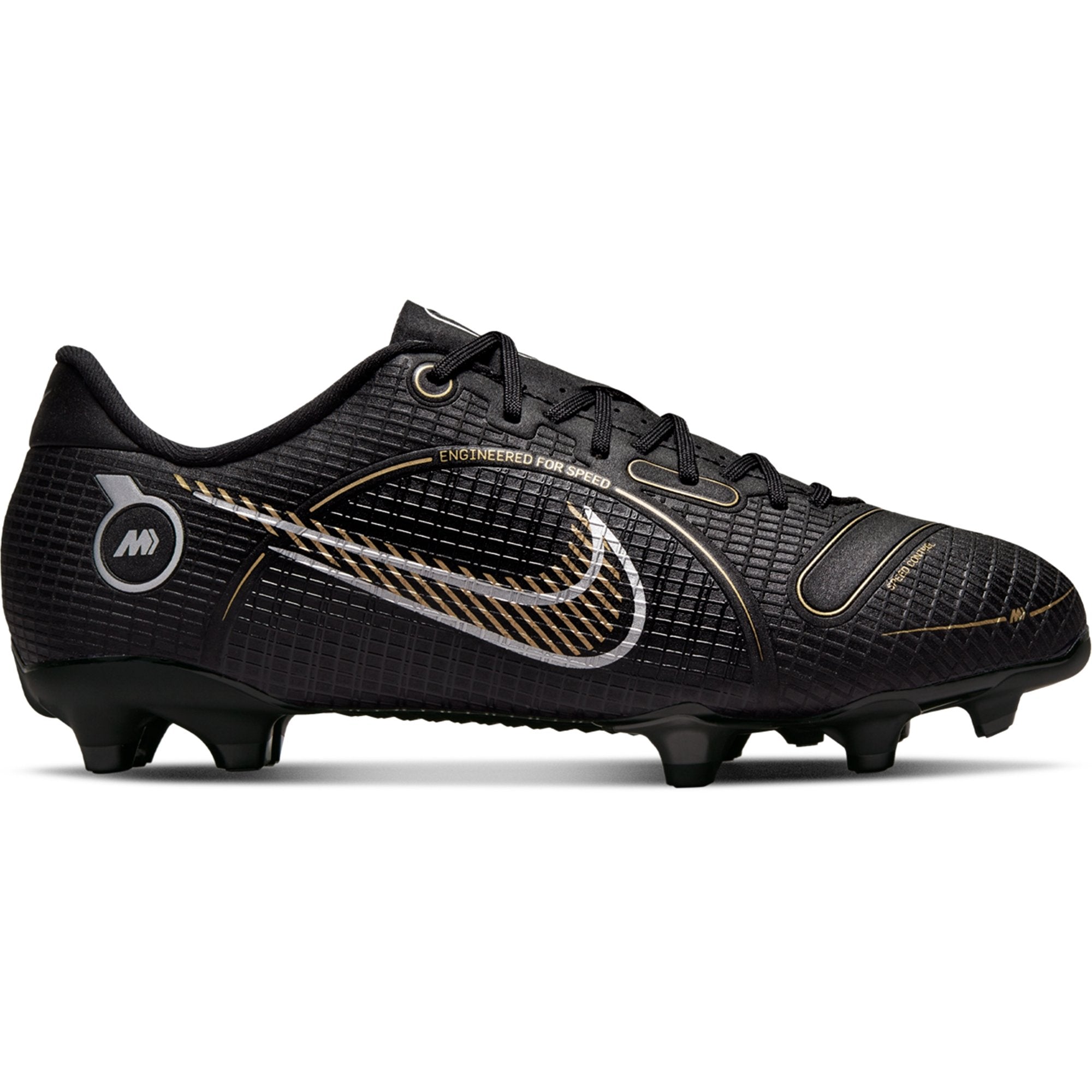 Nike Junior Mercurial Vapor 14 Academy FG/MG Soccer Cleats - Black/Metallic Gold/Metallic Silver