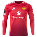 adidas Manchester United Lisandro Martinez Long Sleeve Home Jersey w/ Europa League Patches 24/25 (Red)
