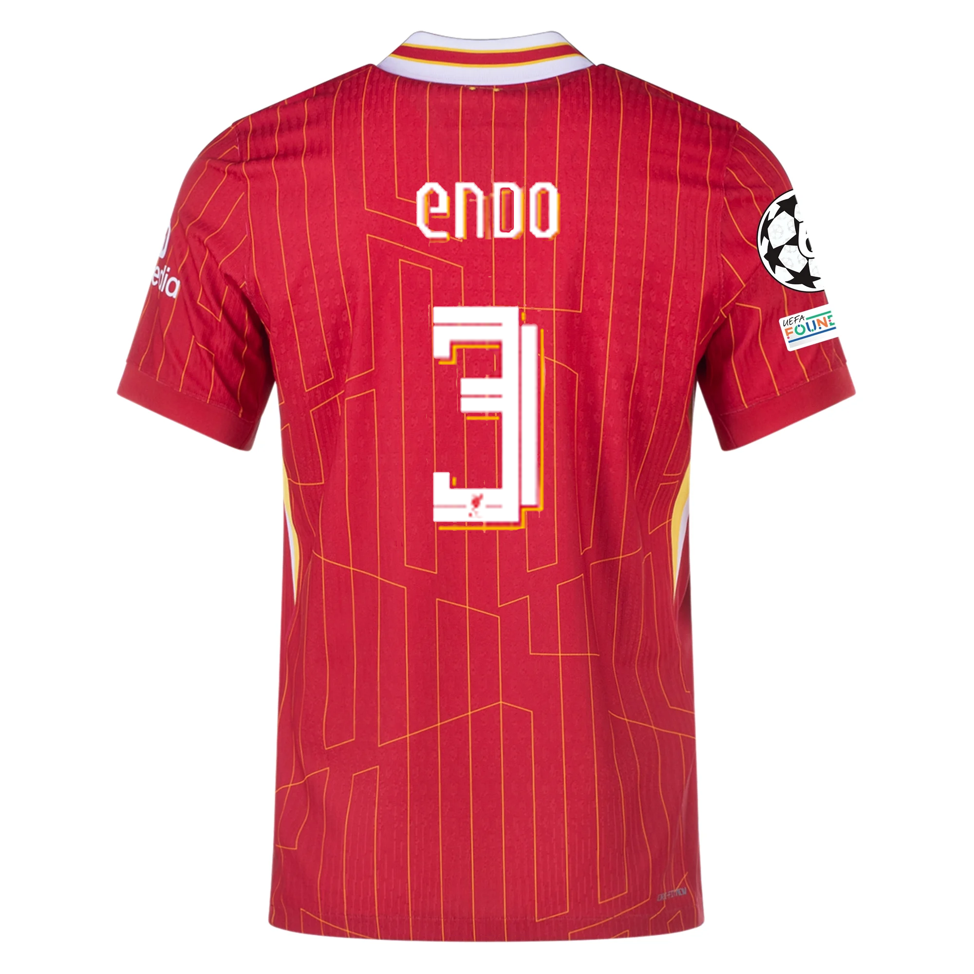 Nike Liverpool Match Authentic Wataru Endō Home Jersey w/ Champions League Patches 24/25 (Gym Red/Chrome Yellow)